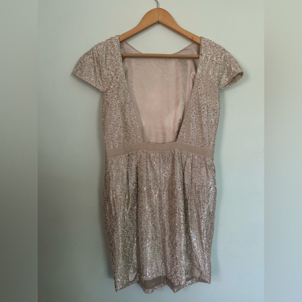 Gold backless sequin homecoming mini-dress - Picture 3 of 4